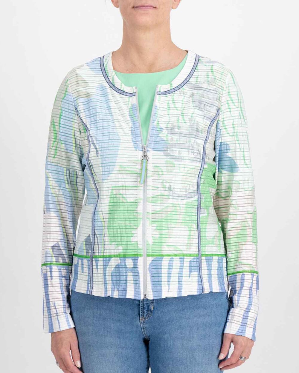 JUST WHITE Jacket in Green and Blue - J4277