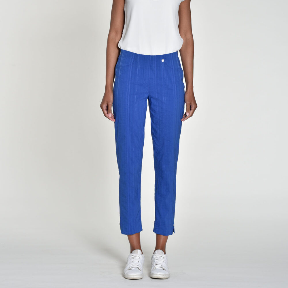 ROBELL Bella 68cm 7/8th Seersucker Trousers in Royal Blue - 52642-54554-67