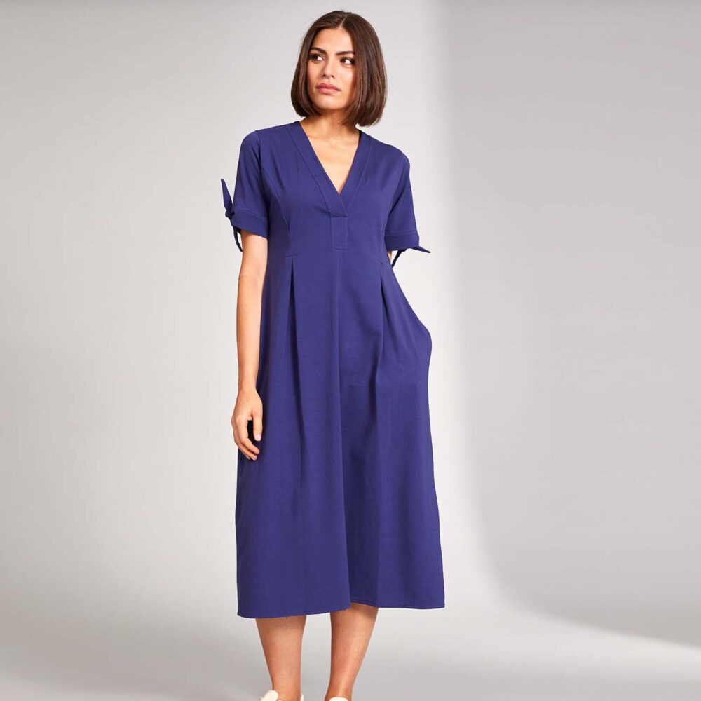 PERUZZI Tie Sleeve Dress in Blue - S24172