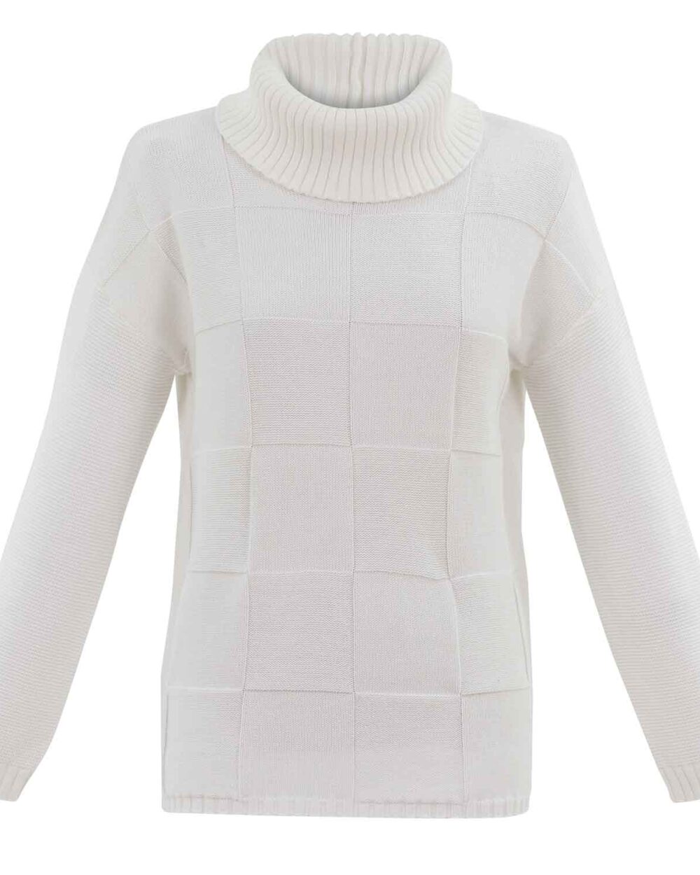 MARBLE Contrast Knit Sweater with Detachable Snood in Ivory - 7660104
