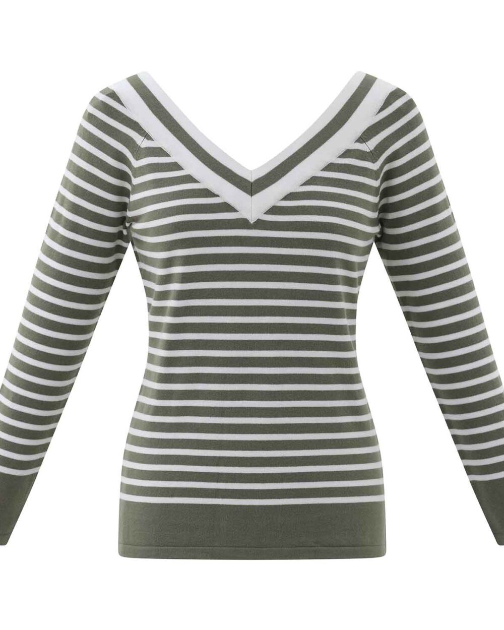 MARBLE Raglan Sweater with Contrast Stripe in Khaki - 7800