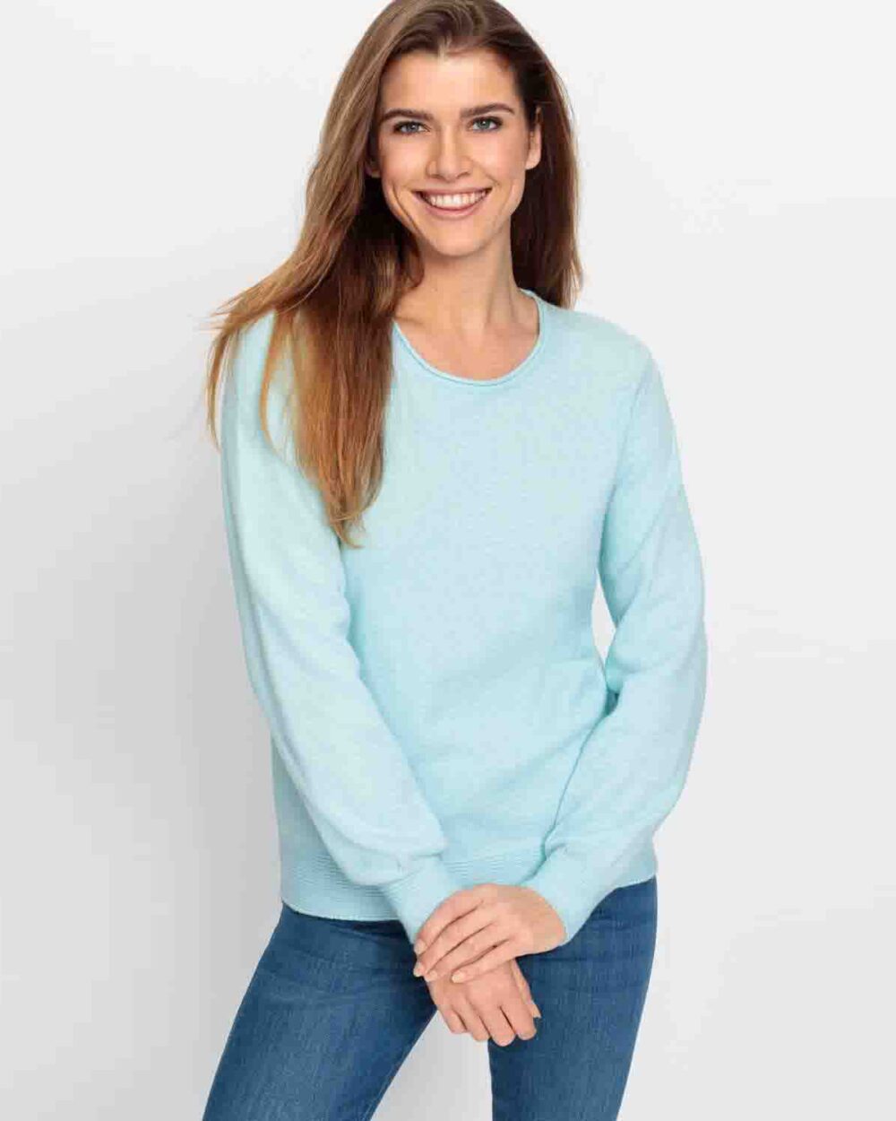 OLSEN Round Neck Henny Jumper in Mint - 11000585
