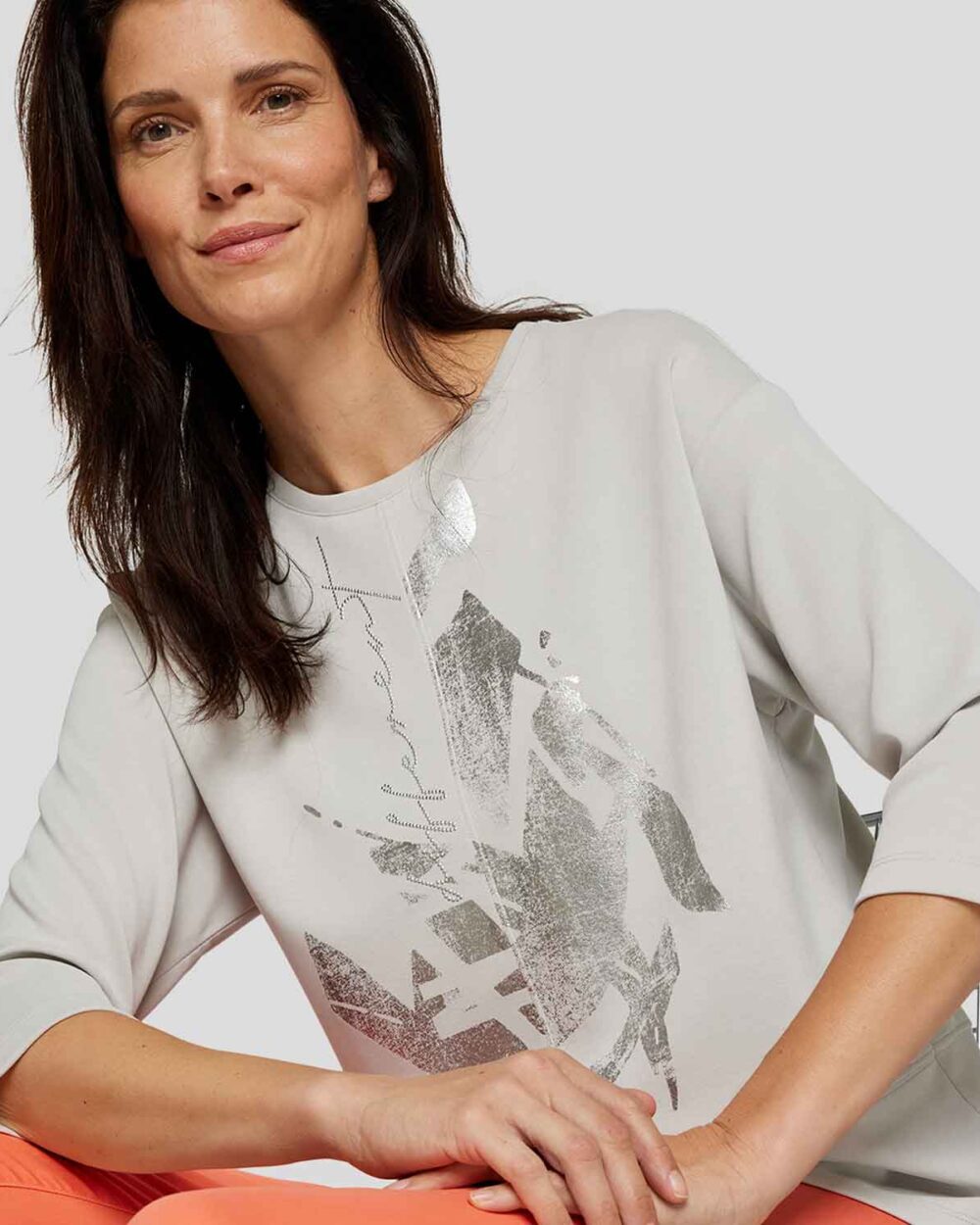RABE 3/4-Sleeve Shirt with Silver Print - 54-214301