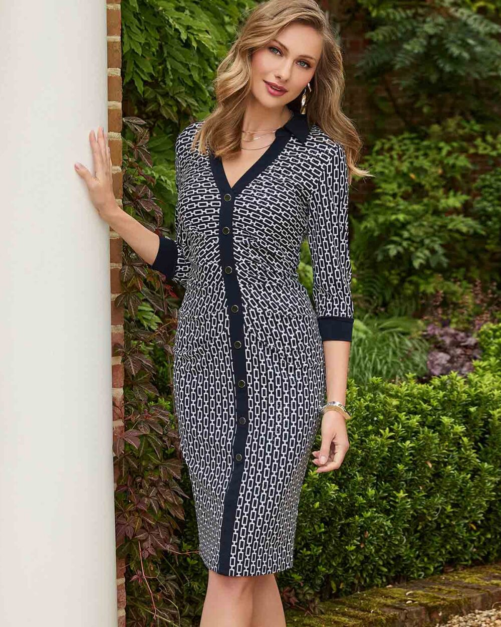 TIA Ruched Dress with Sequin Detail in Navy - 78903-7943