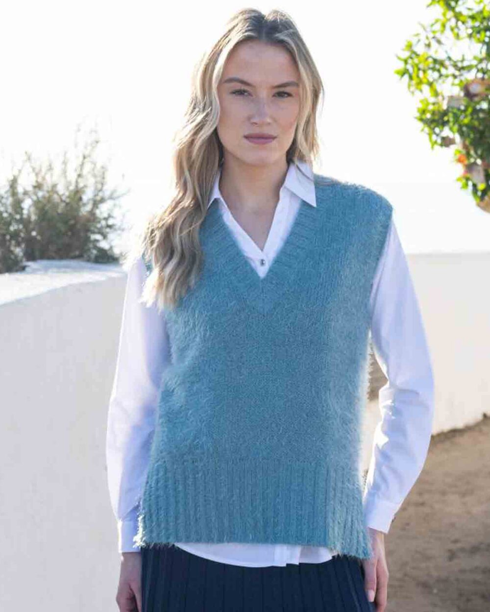 MARBLE Feather Yarn Tank Top in Sea Foam - 7140