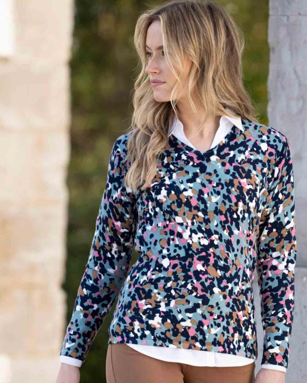 MARBLE Classic Printed Jumper in Sea Foam - 8021