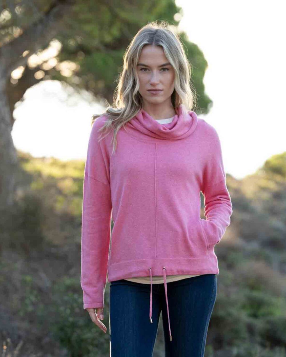 MARBLE Cowl Neck Jumper in Rose - 8063