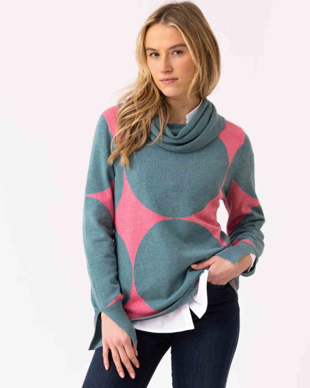 MARBLE Cowl Neck Sweater in Sea Foam - 8076