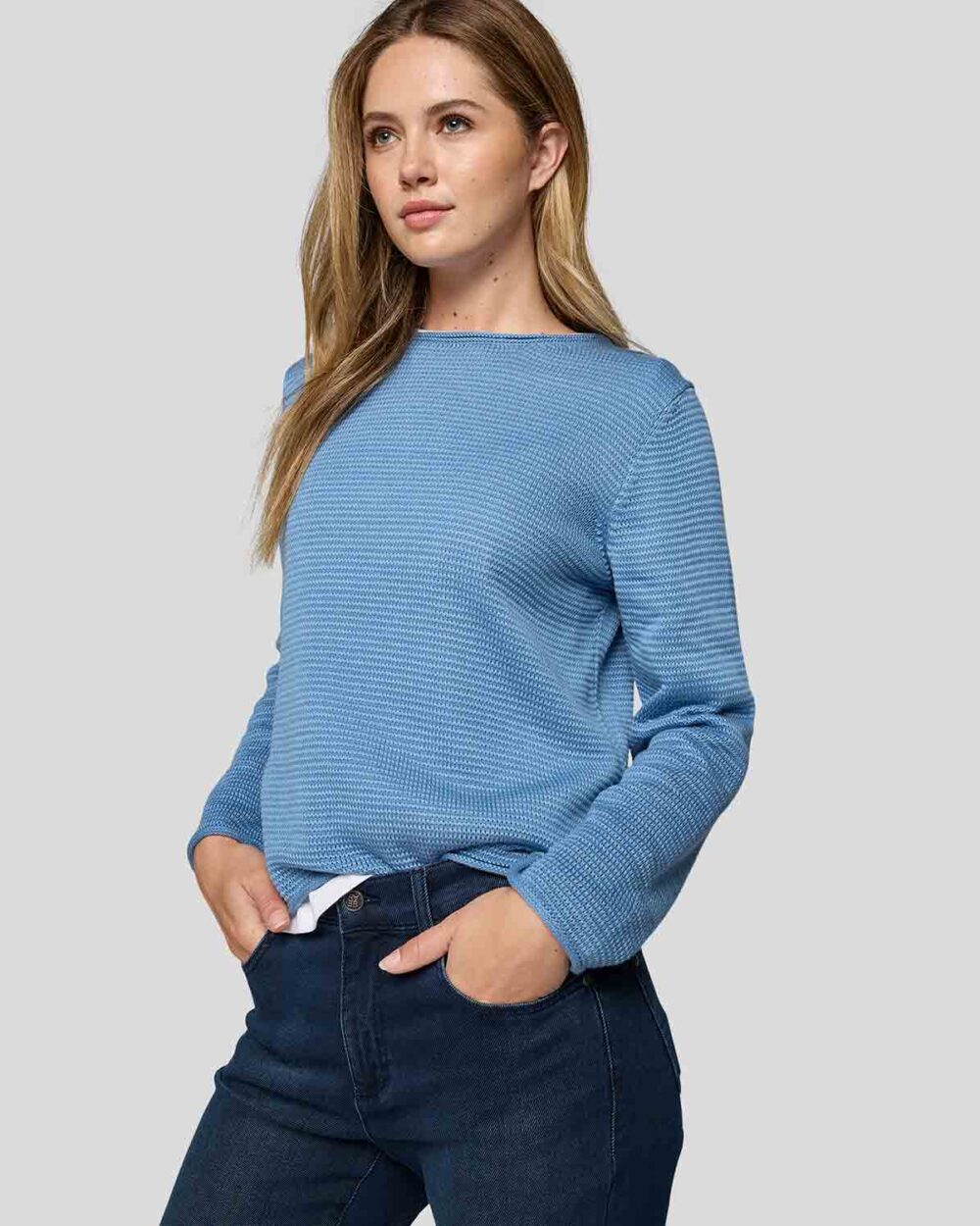RABE Round Neck Knit in Light Blue - 55-113605