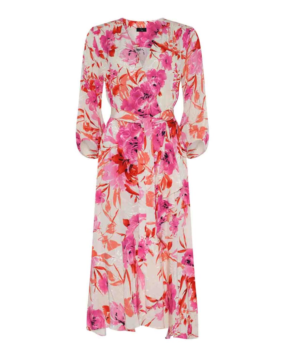 TIA 78654-7574 WRAP OVER DRESS-PINK/ORANGE