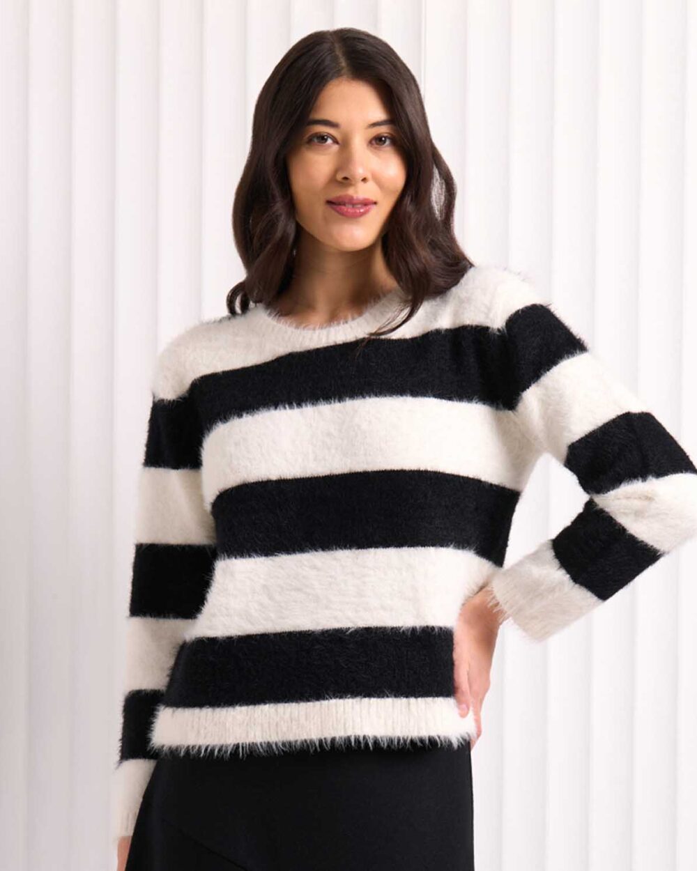 FOIL FO8034 TOP BIRD JUMPER-BLACK STRIPE